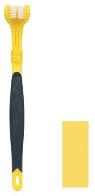 Uplift Picks 3 Sided Pet Toothbrush For Dogs And Cats Dental Cleaning And Bad Breath Care yellow