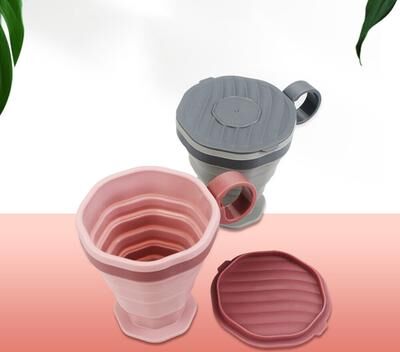 Uplifted Trends Collapsible Travel Cup With Lid Portable Folding Coffee And Mouthwash Cup grey