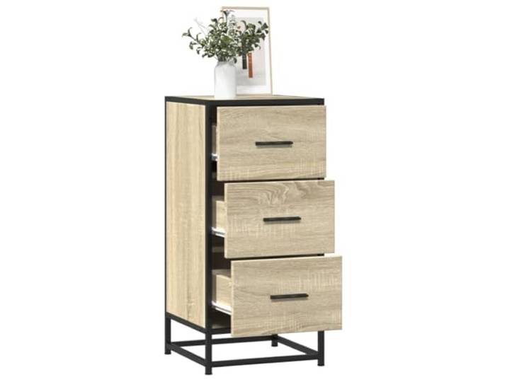 Xolmizyn Sideboard Sonoma-Eiche Kommode mit 3 Schubladen & Tür 35.5x35x76 Industrielles Metalldesign, Robuster Holzwerkstoff, Vielseitiger Stauraum