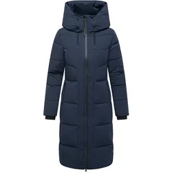 NAVAHOO Damen Steppmantel Lang Stepp Wintermantel gefüttert Anorak Parka Kapuze Schokokuss