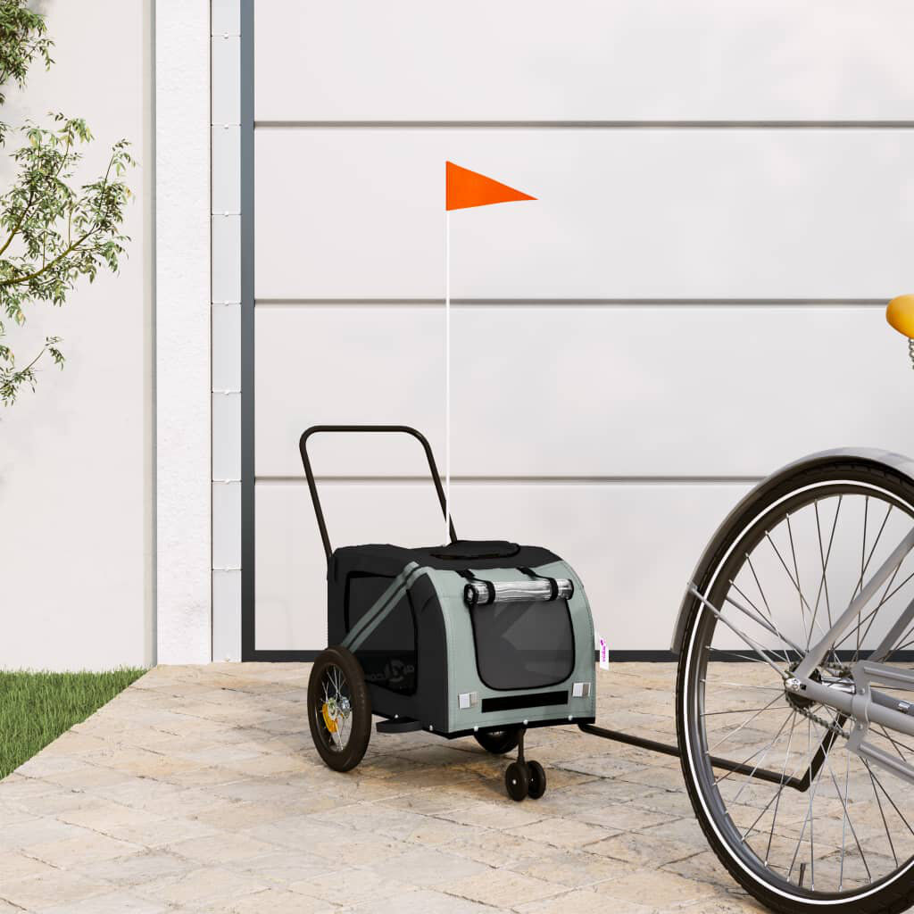 Archie & Oscar Pet Bike Trailer Oxford Fabric and Iron Grey 53cm H x 52cm W x 122cm D