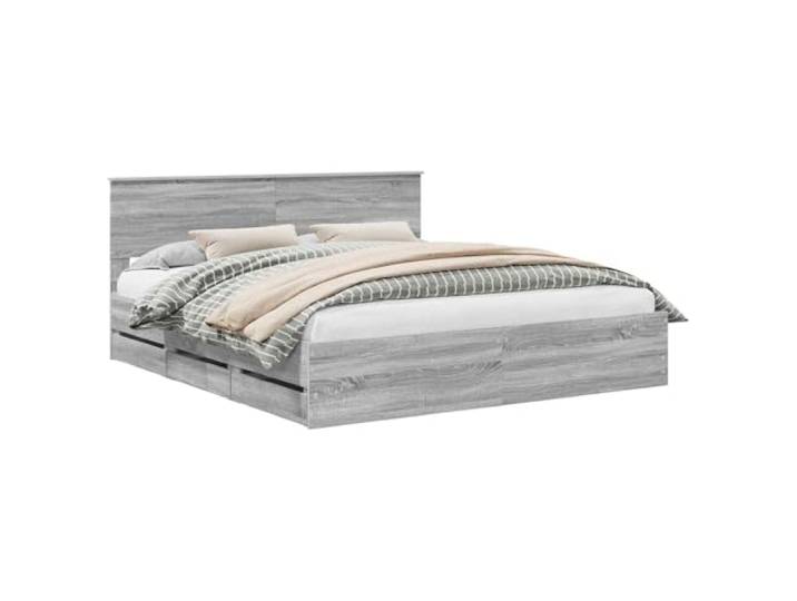 PUGYNBK Bettrahmen Sonoma 200 x 200 cm, Holz, Ingenieur Feste Lamellenbasis, versteckte Aufbewahrung, moderner minimalistischer Stil, einfache Reinigung