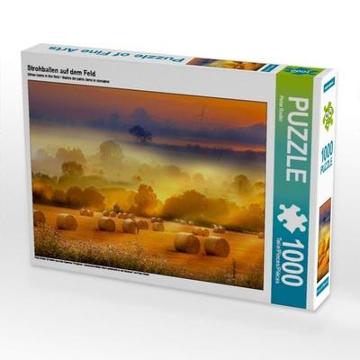 CALVENDO Puzzle Strohballen auf dem Feld | 1000 Teile Lege-Größe 64x48cm Foto-Puzzle für glückliche Stunden