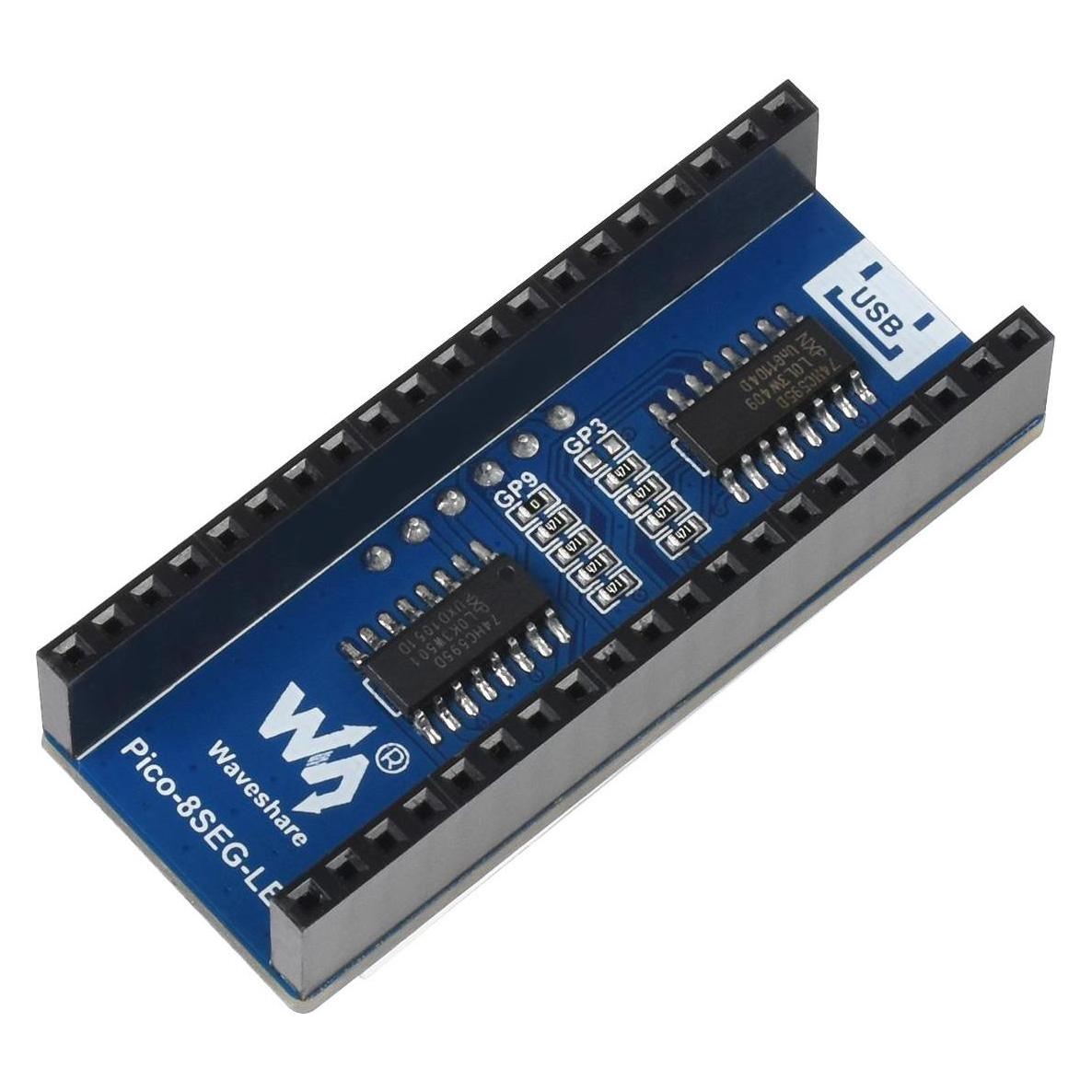 WaveShare 4-stelliges 8-Segment-Anzeigemodul für Raspberry Pi Pico, SPI (Pico-8SEG-LED)
