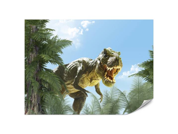 Muralo Fototapete für Jugendzimmer Riesen Dinosaurier Tropenwald Pflanzen 450x315, Grün, Braun, Blau, Papier, Tiere, Baum/Pflanze/Natur, Rechteckig, 450x315 cm, Tapeten & Wandverkleidungen, Fototapeten