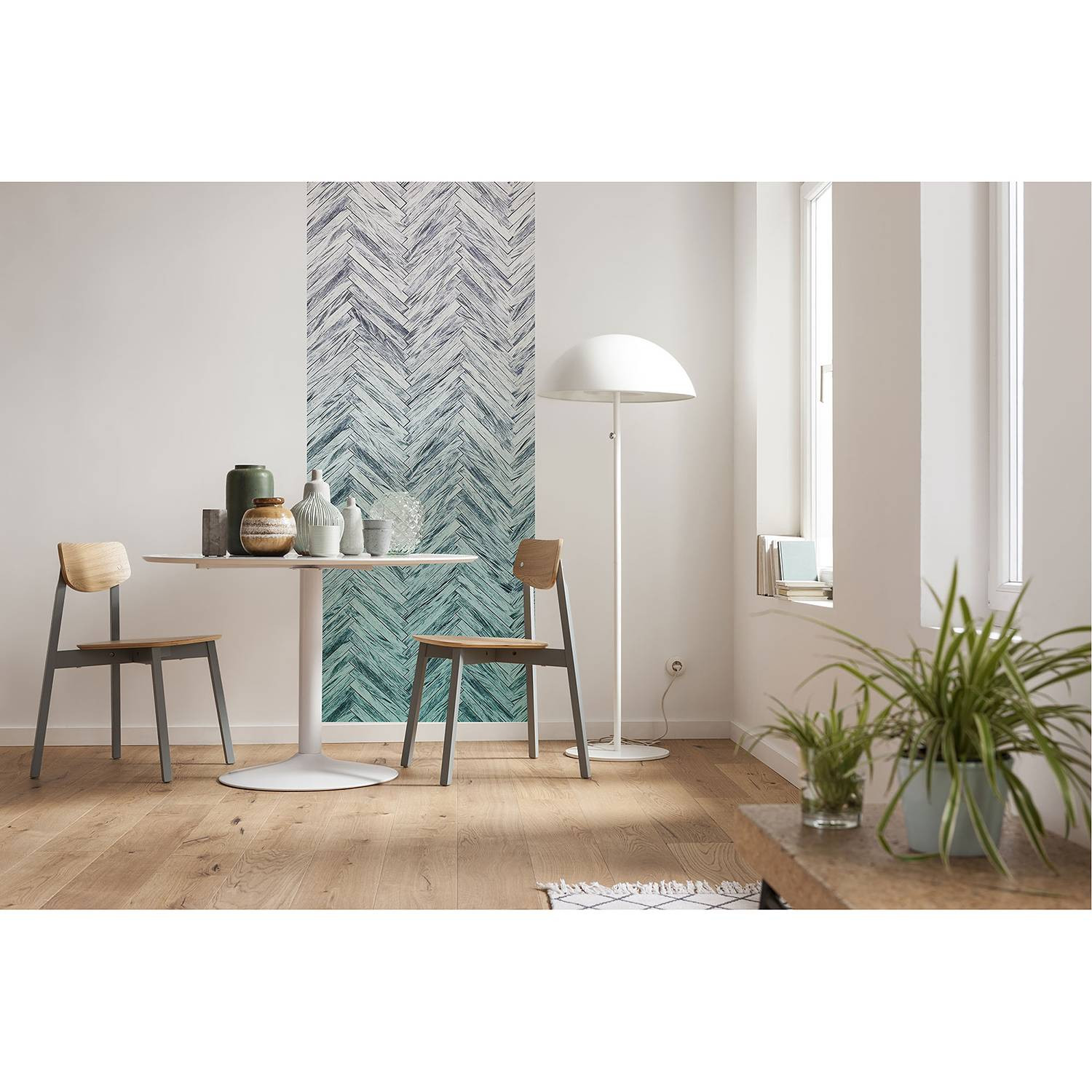 home24 Fotobehang Herringbone Mint 100cm