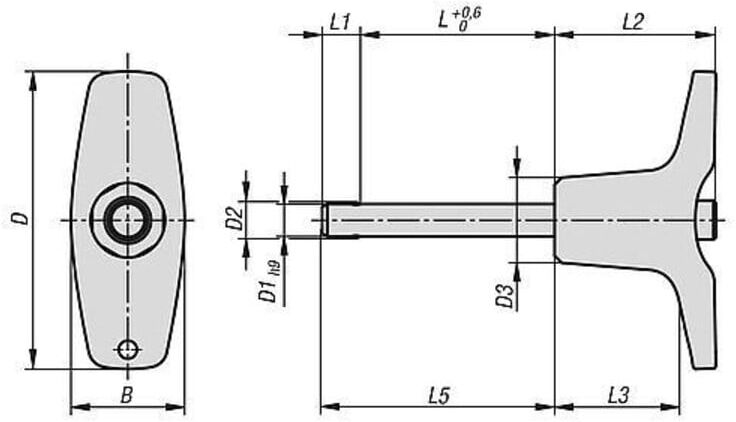 KIPP Kugelsperrbolzen mit T-Griff 5mm 30mm Edelstahl thermoplastisch (K0792.204605030)