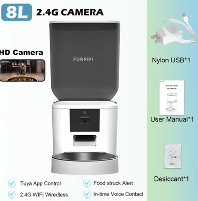 Inspire Picks Furpipi Smart 8L Automatic Pet Feeder With 1080P Camera WiFi App Controlled Food Dispenser For Cats & Dogs 2.4g Camera abs Sus 8l Ultra capacity