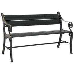 Gartenbank Köpenhamn aus Kiefernholz, klassisch mit geschwungenen Armlehnen, schwarz, 130 cm