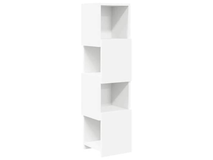KUPTYERFG Eckschrank 25,5x25x102cm Holzwerkstoff Standregal 4 Fächer Platzsparendes Eckregal fürs Wohnzimmer mit 4 offenen Ablagen für Deko und Bücher, mattes modernes Design.