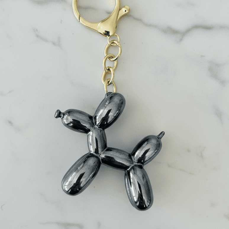 Black Pearlescent Balloon Dog Keyring