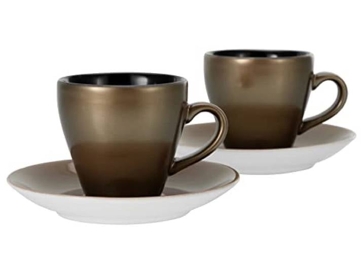 CreaTable\, 25849\, Série GOLDEN DAYS noir Tasses à café\, Service expresso 4 pièces