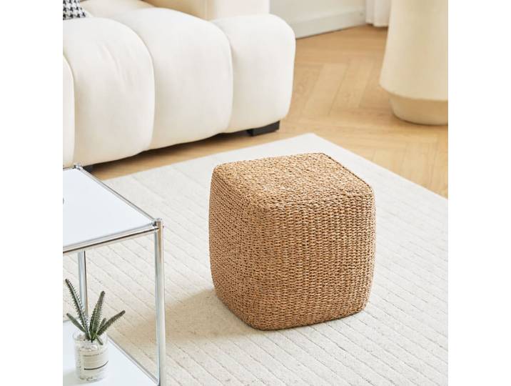 Pouf bout de canapé en jute naturelle