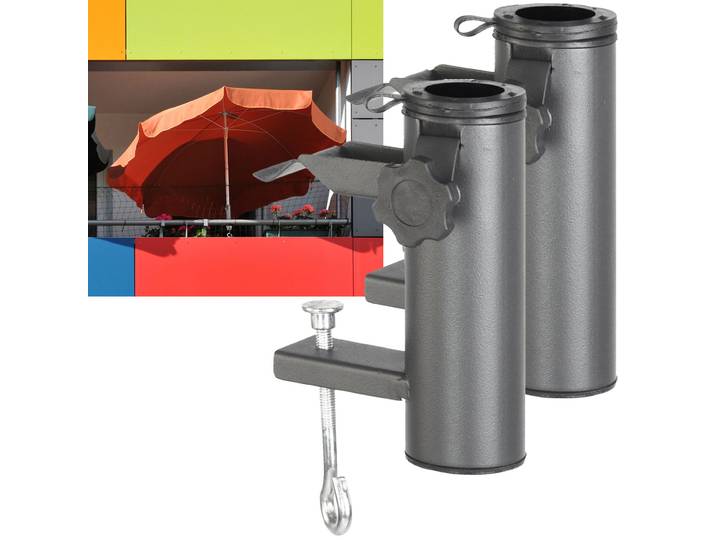 2er-Set Sonnenschirmhalter für Balkone & Geländer bis 7,5 cm & Schirme bis Ø 3,5 cm