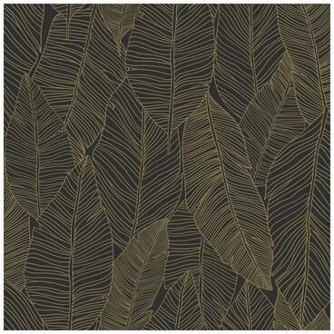 ESTA Home Canales Black Gold Inked Leaves Wallpaper - 20.9 x 396 x 0.025