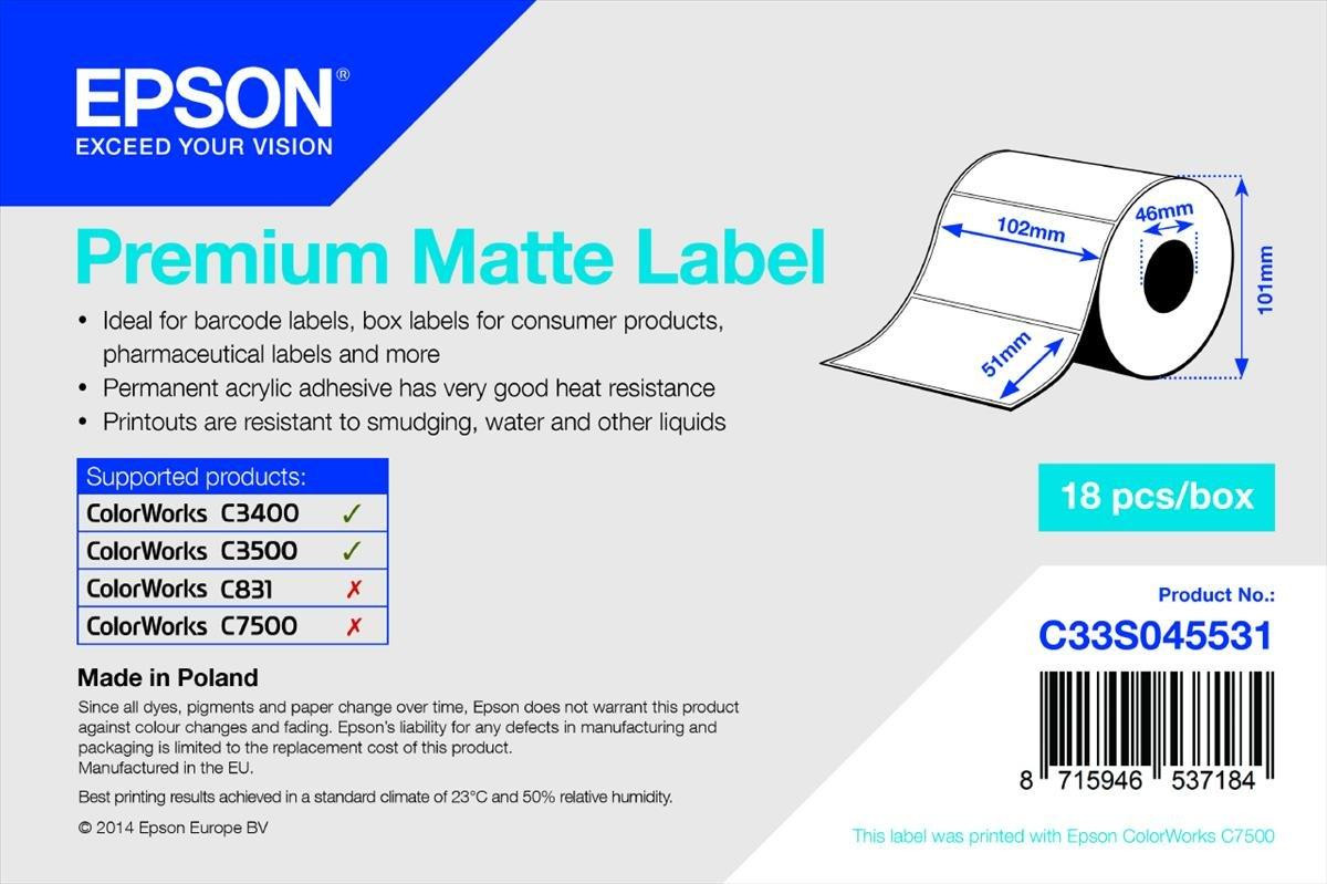 Epson Premium mat labels, 650 stuks, 102 x 51 mm