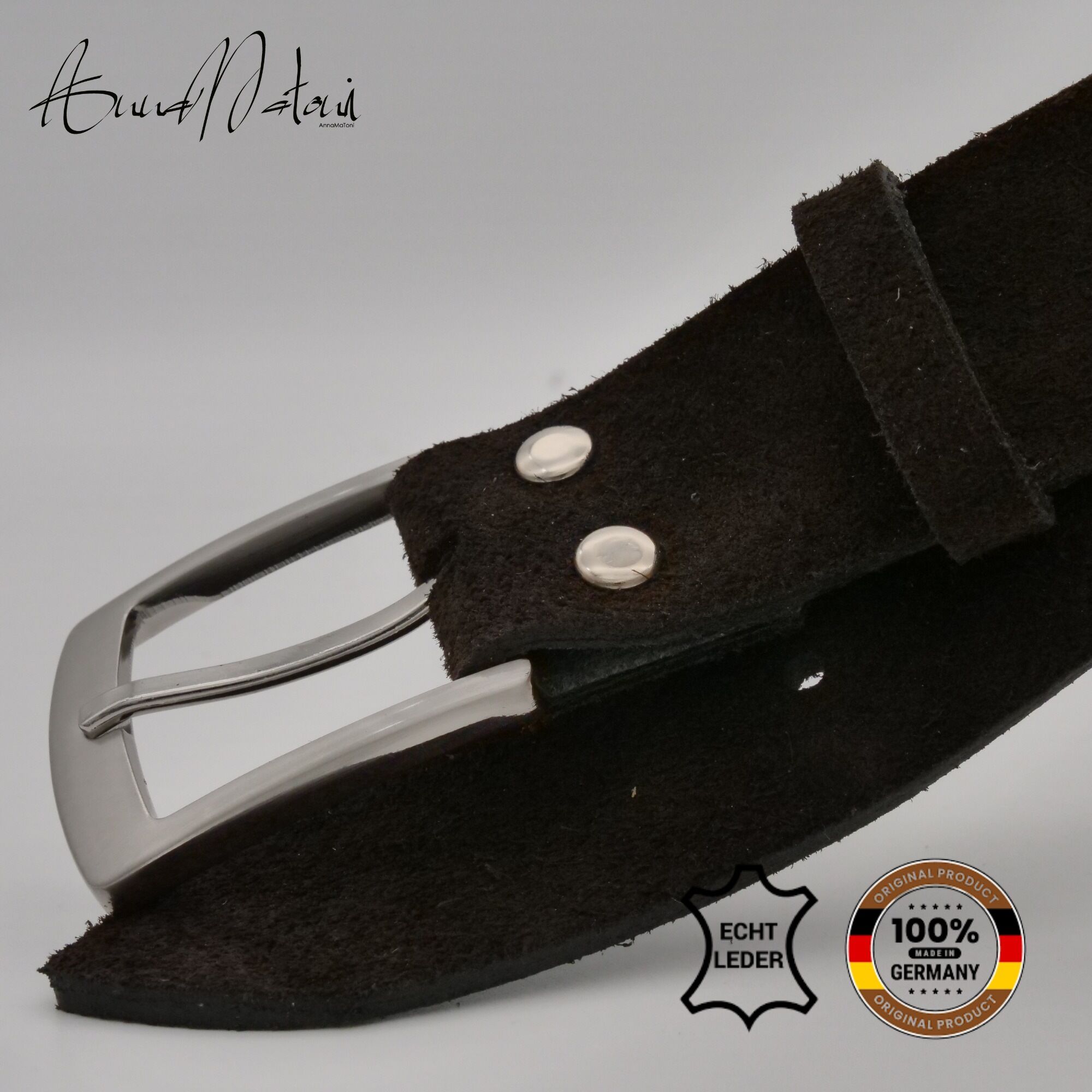 Ledergürtel ANNAMATONI "AnnaMatoni Herren Ledergürtel Zeitloses Design Gürtel 3,5cm", Herren, Gr. TW90 - 105cm Gesamtlänge, mokka 690, 100% Leder, Gürtel Ledergürtel