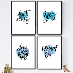POSTER Set mit 4 glücklich und bunt Love Is In The Air A4 Rahmenlos
