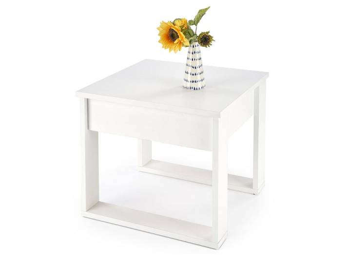 Feldmann-Wohnen Couchtisch Nea (quadratische Tischplatte 60x60cm, 1-St., moderner Optik, quadratische Tischplatte, Gestell aus MDF), 60x60x52cm weiß mit Schubladen