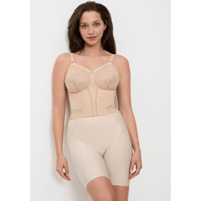 Lang-BH TRIUMPH "Doreen L02 X", Damen, Gr. 105, Cup D, beige (porcelain mousse), Microtouch, Obermaterial: 79% Polyamid, 13% Elasthan, 8% Baumwolle, BHs, mit Spitzendetails