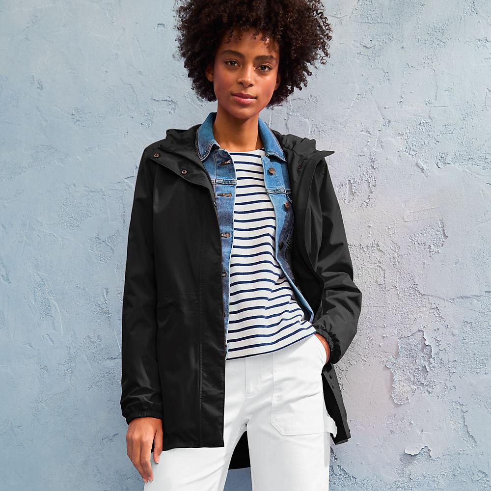 Wasserdichte Regenjacke SQUALL mit Packfach für Damen in Petite-Größe, Damen, size: petite, Schwarz, Polyester, by Lands' End