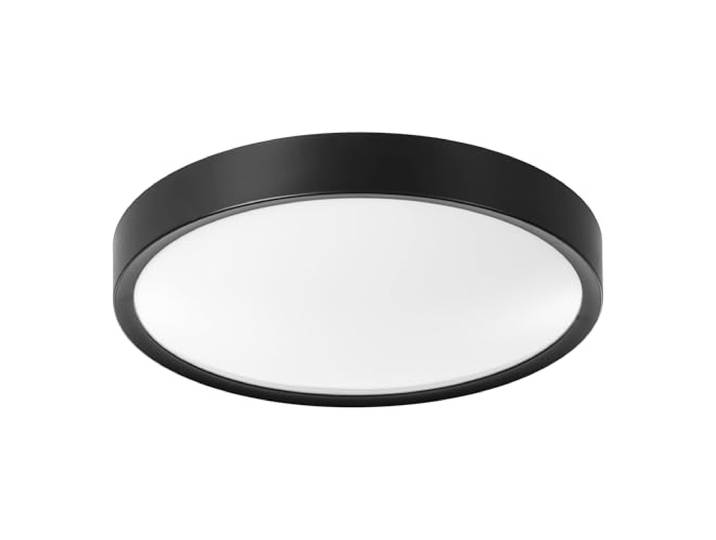 EGLO LED Plafonnier Musurita\, lampe de plafond 1 flamme\, lampe salon\, lampe cuisine en acier et plastique\, lampe couloir plafond noir\, blanc\, Ø 44 cm