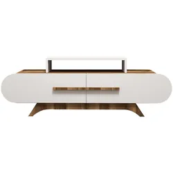 TV-MÖBEL 2 Türen Dekor Nussbaum und Weiß L145 cm - Rose
