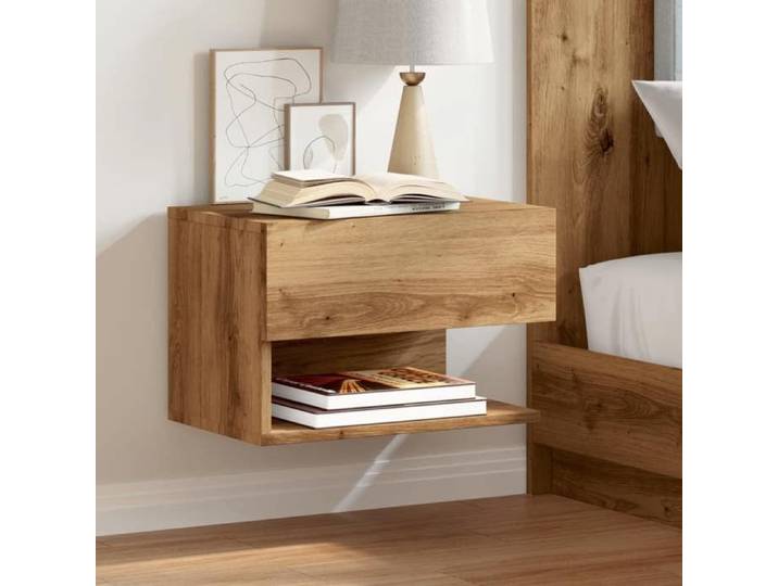 Tables de chevet murales 2 pcs chêne artisanal 856823