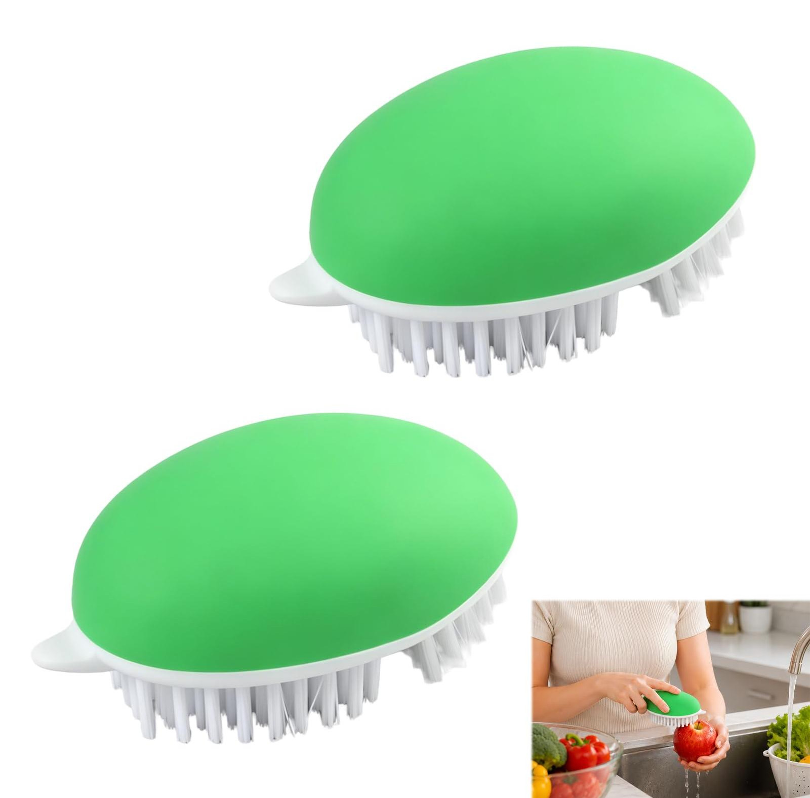 Dripio Ergonomische Groente- en Fruitborstel met Antislip, Groen