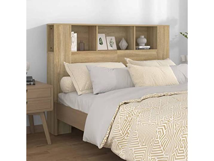 Camerina Kopfteil mit Ablagen Sonoma-Eiche 140x18,5x104,5 cm Headboard for Bed Bett Kopfteil Ablage Bett