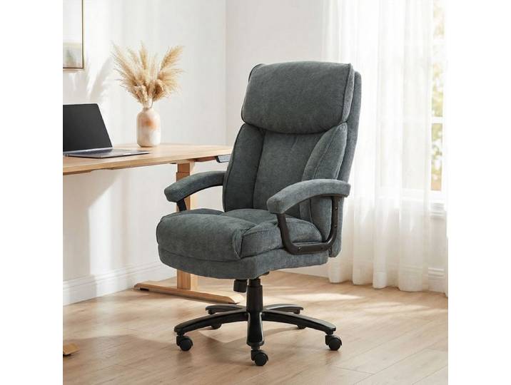 Grand fauteuil de bureau haut gris charge max. 200 kg construction robuste revêtement doux