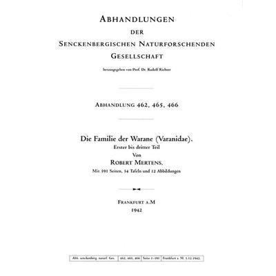 Familie der Warane (Varanidae), Taschenbuch von Robert Mertens, Chimaira, 978-3-930612-13-0