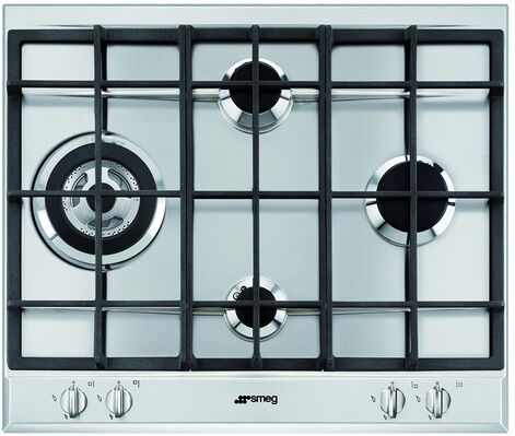 SMEG P64XGHUE Incasso Piano cottura a gas Nero, Acciaio inossidabile piano cottura