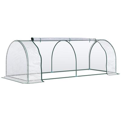 STILVORA Gewächshaus Folien Treibhaus Transparent 250x100x80 cm mit aufrollbarer Tür, pulverbeschichteter Stahlrahmen, hohe Lichtdurchlässigkeit