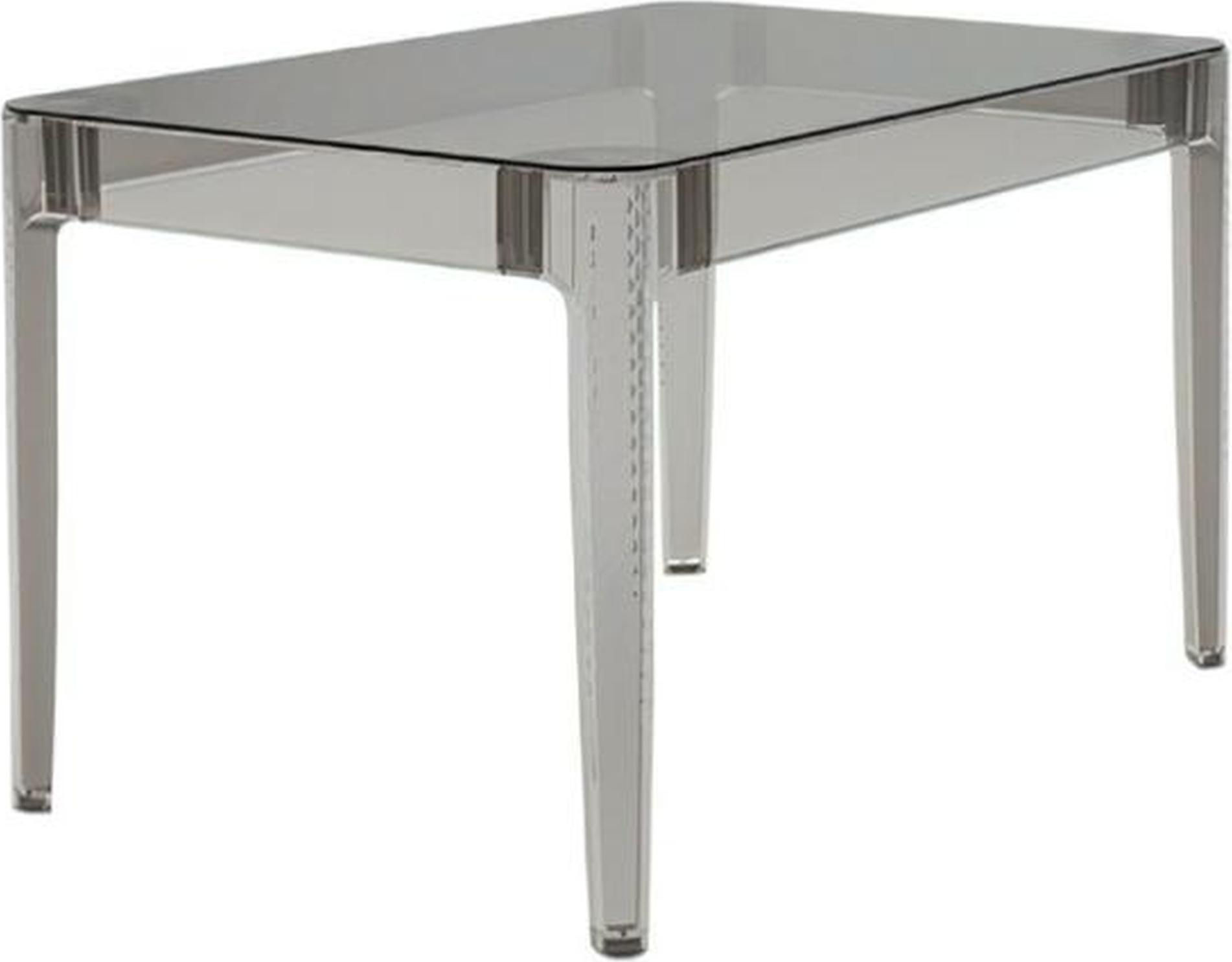 Eleganter grauer transparenter Tisch Rechteckiger Tisch Gartentisch