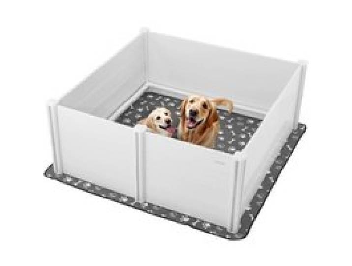 VEVOR Wurfkiste für Hunde, 1520x1520x610 mm, Welpenlaufstall aus Kunststoff-PVC mit höhenverstellbarer Tür & waschbarer Pipi-Unterlage, Welpenkiste für extra große Hunde, milchweiß