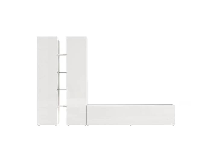 Ensemble meuble tv 260 cm effet bois blanc brillant