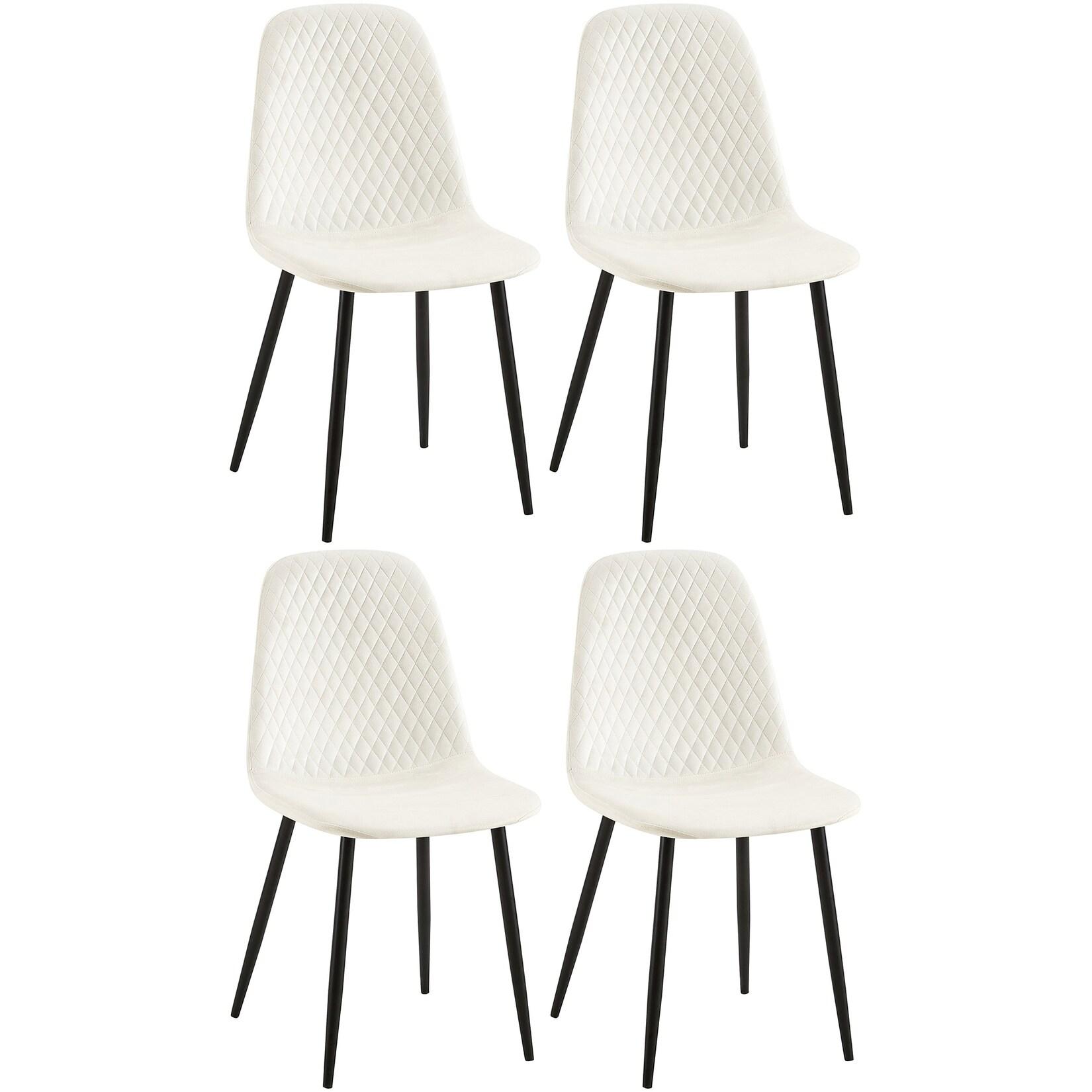 CLP 4er Set Stühle Giverny Samt Farbe: cremeweiß, Material: Samt