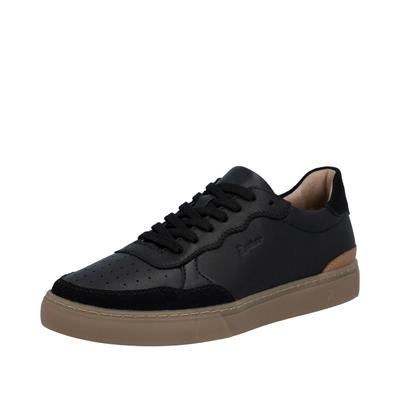 Sneaker RIEKER, Herren, Gr. 42, Leder, schwarz, Glattleder, Schuhe Sneaker, Basket-Sneaker, Halbschuh, Schnürschuh mit Perforation