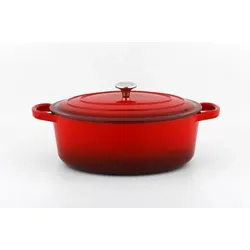 METRO PROFESSIONAL Kasserolle oval / Cocotte, Gusseisen / Edelstahl, 27.9  x 44 x 18.7 cm, emailliert, mit Deckel, 8 L, rot