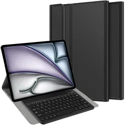 Cazy Qwerty Tastatur Hülle mit magnetisch Abnehmbarer Tastatur (US, Apple iPad Air 13 2024), Tablet Tastatur, Schwarz