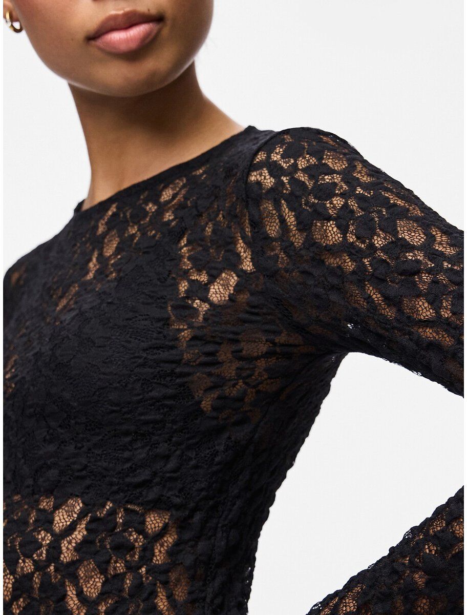 PIECES T-shirt manches longues en dentelle
