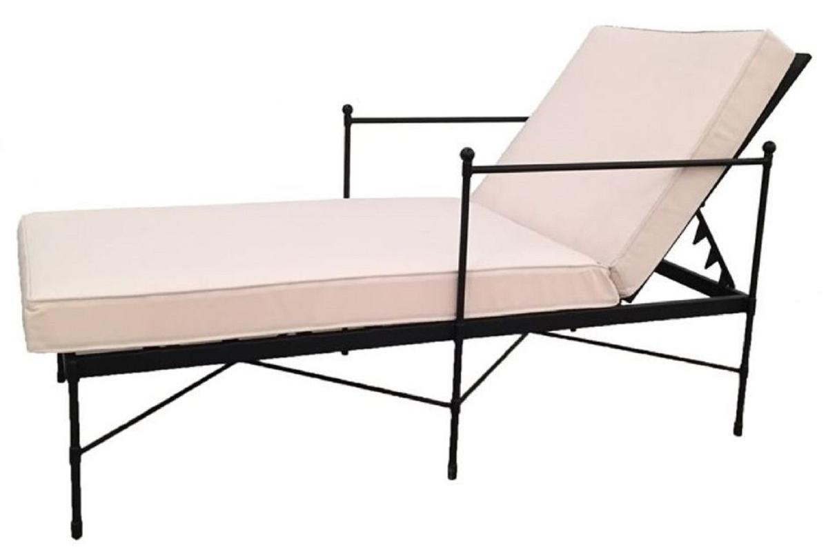Casa Padrino Luxus Jugendstil Gartenliege Schwarz / Weiß 190 cm