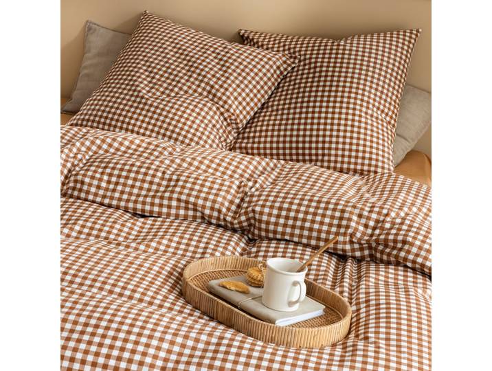 Parure de lit Vichy 200x200 Marron