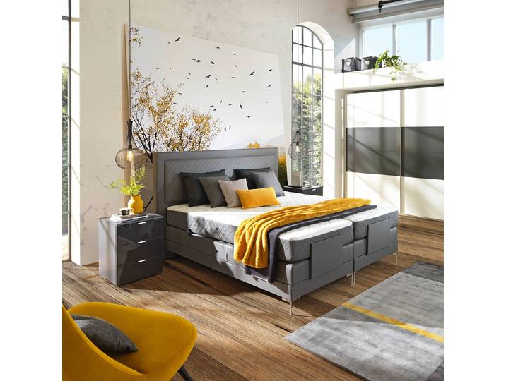 Boxspringbett Hoggem 180 x 200cm Kunstleder Grau
