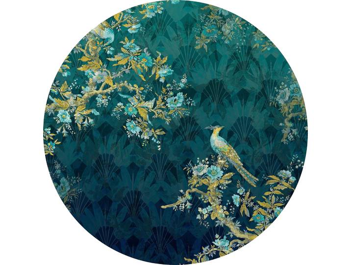 Vliestapete KOMAR Vlies selbstklebend - Majestic - Grösse 125 x 125 cm , bunt (grün, blau, türkis), B:125m L:125m, Vlies, Tapeten, Vliestapete, Wohnzimmer, Schlafzimmer