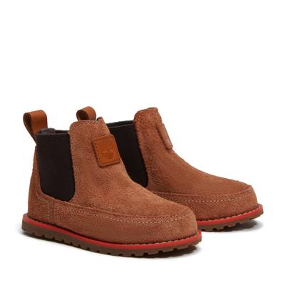 Stiefel TIMBERLAND "POKEY PINE - MID PULL ON BOOT", Mädchen, Gr. 23, Synthetik, braun (md braun nubuck w dk brn), Leder, Schuhe Stiefel