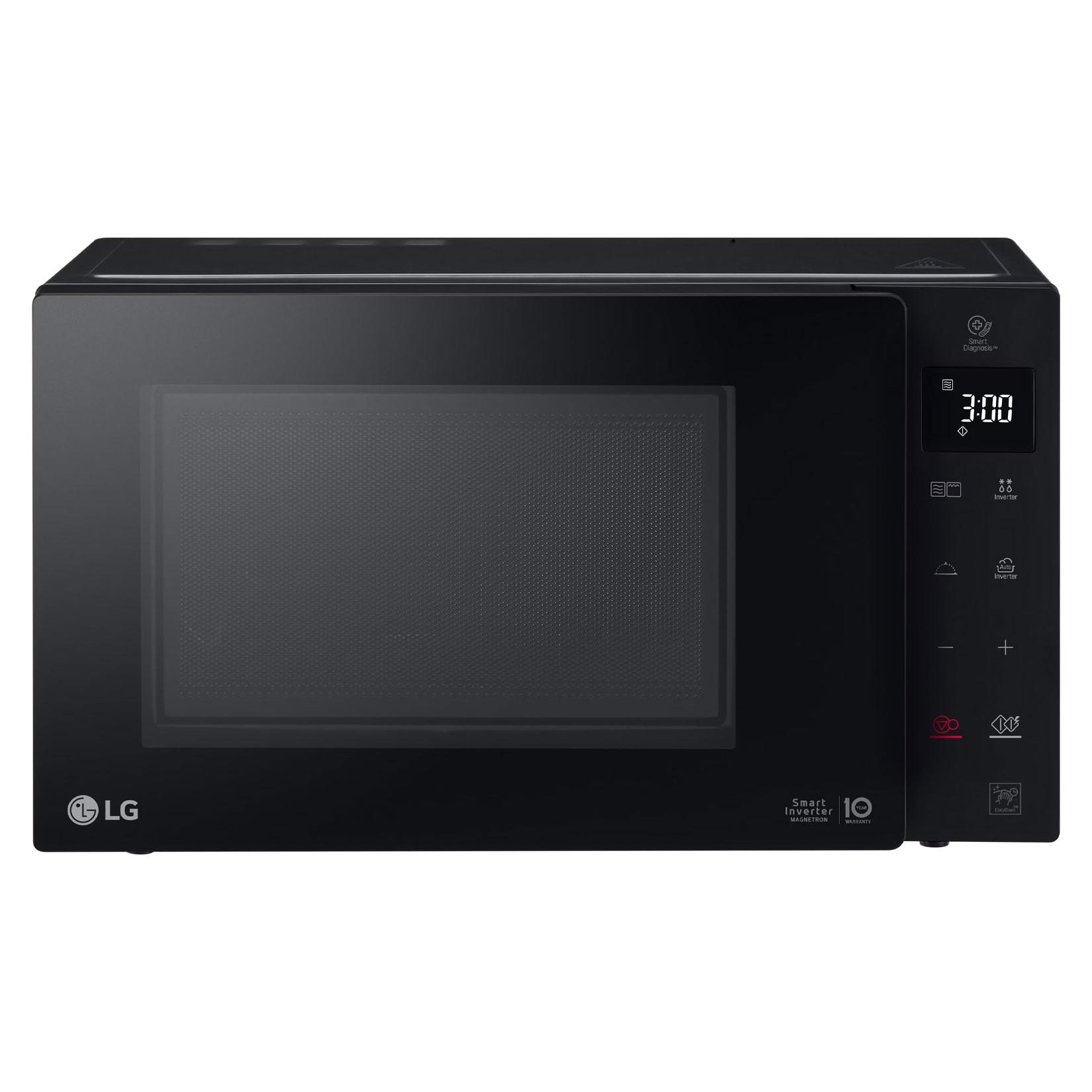 LG MH6535GIB Mikrowelle (25 Liter, 1.150 Watt Mikrowelle, 900 Watt Quarzgrill, Automatikprogramm, Glasdrehteller 29,2 cm, Touch Bedienfeld, LED-Anzeige, Smart Inverter Magnetron®, Infrared Heating® mit Carbon-Heizelement, antibakterielle EasyClean-Innenbe