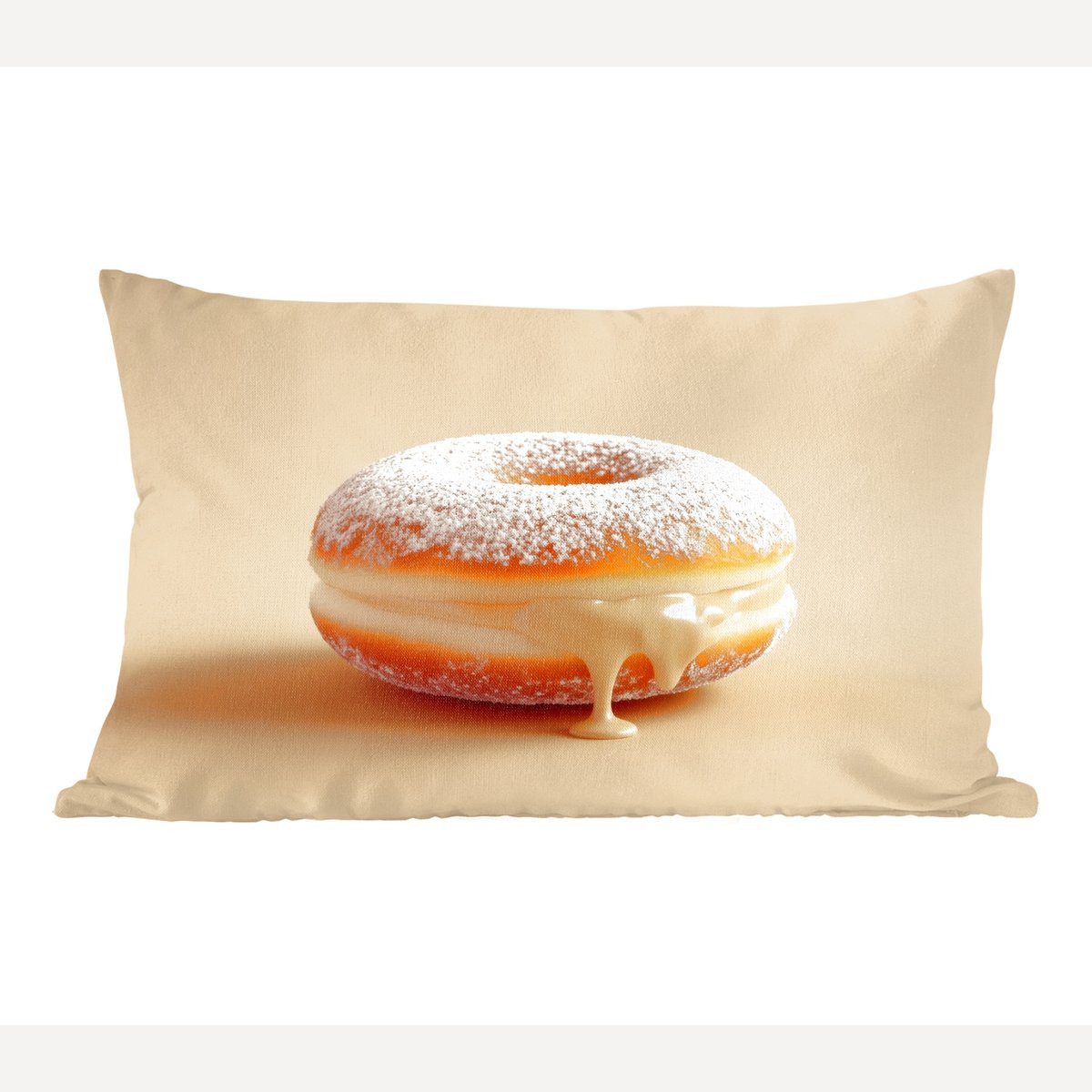 PillowMonkey Sierkussen Donut Poedersuiker Beige B: 50 cm, D: 30 cm