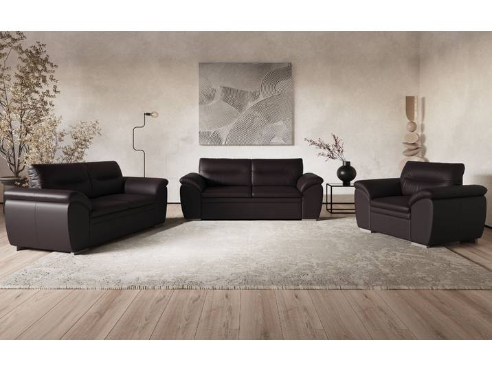 Polstergarnitur COTTA Leandra , braun, Leder PAMPAS, Sitzmöbel-Sets, Polstergarnitur, Set bestehend aus: 2-Sitzer & 2,5-Sitzer